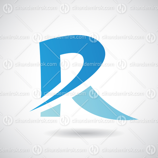 Blue Spiky Uppercase Letter R with a Shadow