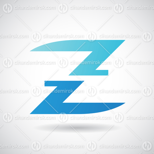 Blue Split Letter Z with a Shadow