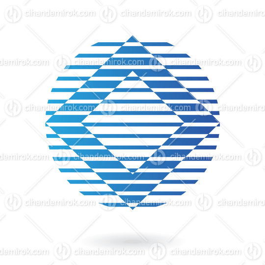 Blue Square Inside a Striped Circle Abstract Logo Icon