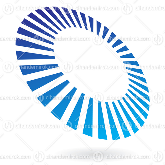 Blue Striped Abstract Circle Logo Icon in Perspective