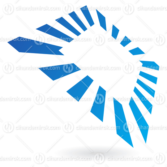 Blue Striped Abstract Square Logo Icon in Perspective