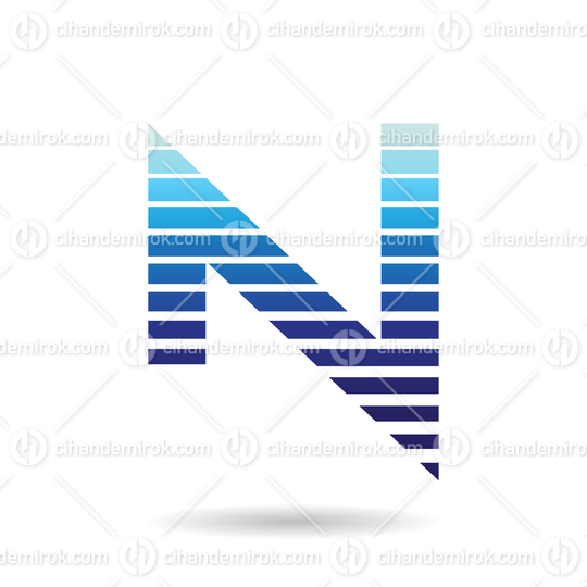 Blue Striped Icon for Letter N Vector Illustration