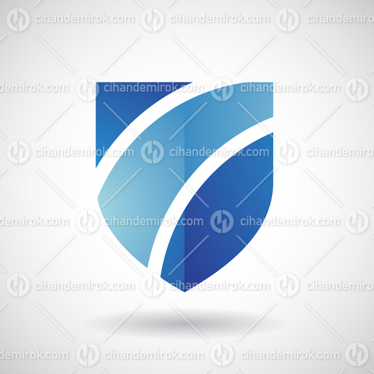 Blue Striped Shield Logo Icon with a Shadow