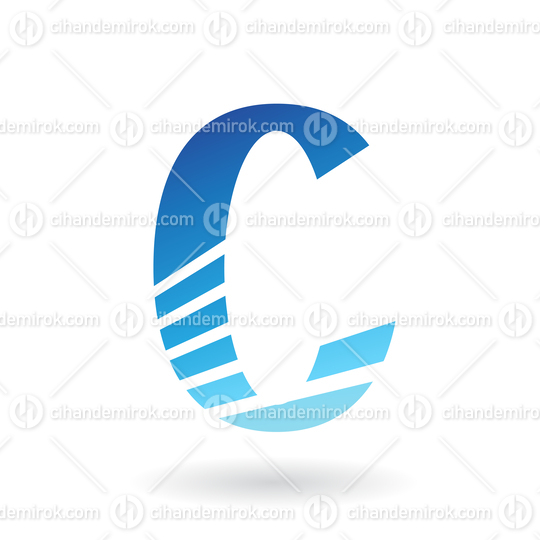 Blue Striped Slim Letter C Logo Icon