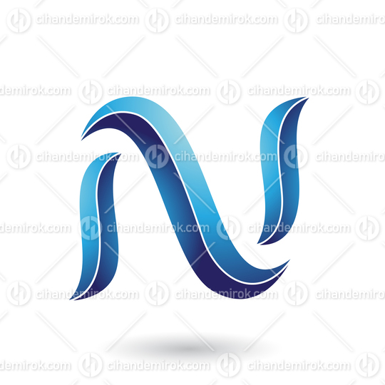 Blue Striped Snake Shaped Letter N Vector Illustration