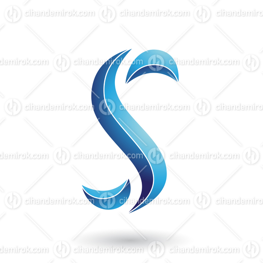 Blue Striped Snake Shaped Letter S Vector Illustration