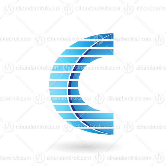 Blue Striped Two Layered Icon for Letter C
