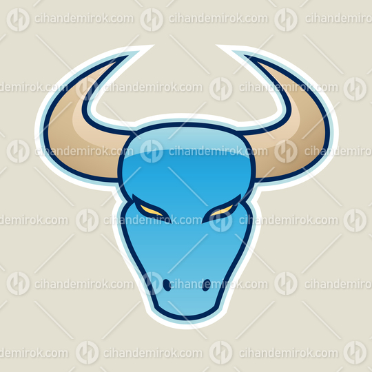 Blue Strong Bull Icon Vector Illustration