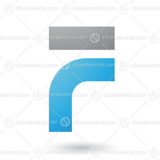 Blue Thick and Bowed Letter F Vector Illustration