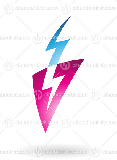 Blue Thunder Shape Striking on a Magenta Triangle Abstract Logo Icon