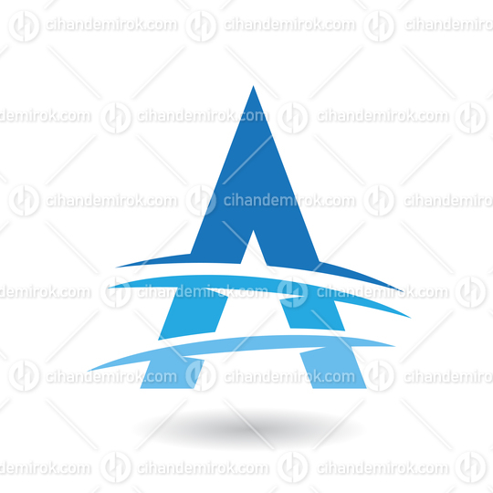Blue Triangular Letter A Icon with Three Swooshing Lines