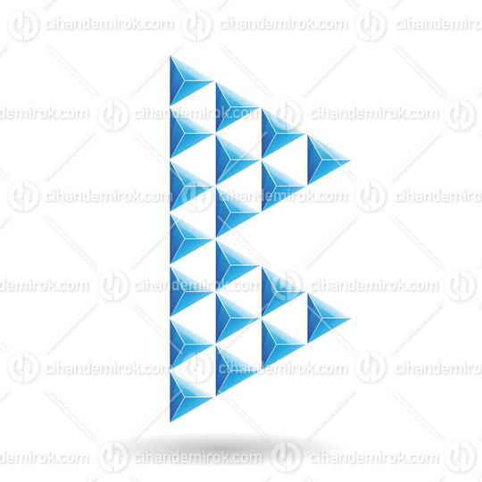 Blue Triangular Letter B Icon Made of Small Glossy Pyramids