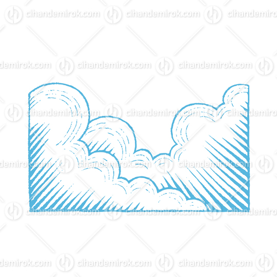 Blue Vectorized Ink Sketch of Clouds Illustration