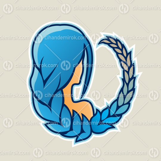 Blue Virgo Girl with Wheat Hair Cartoon Icon