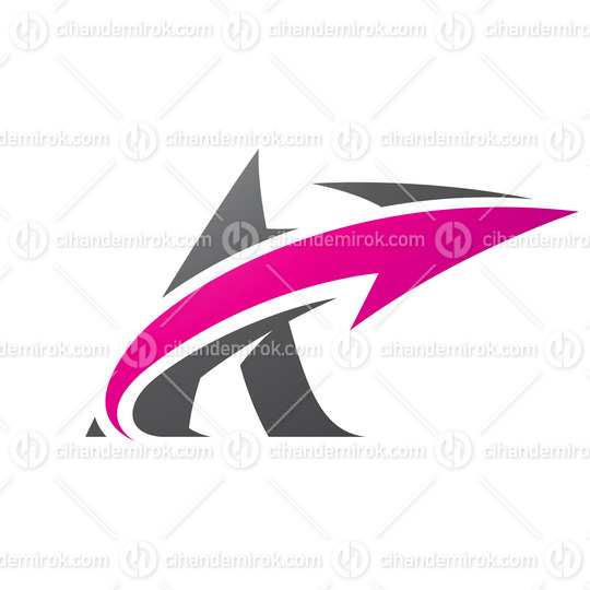 Bold Curvy Black Letter A with a Magenta Arrow