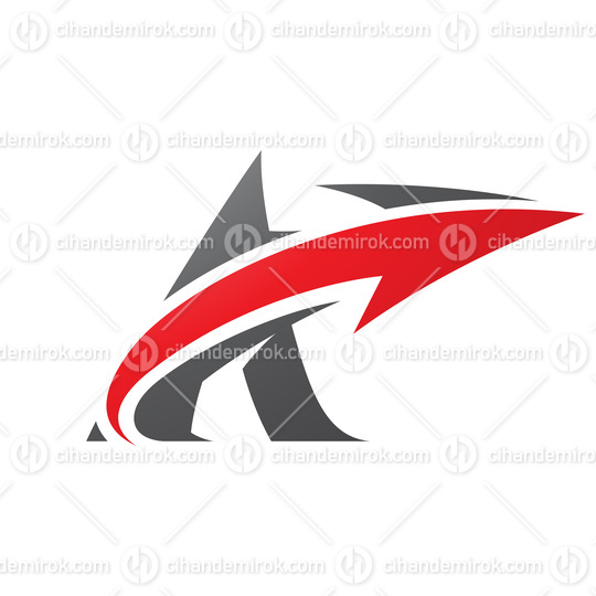 Bold Curvy Black Letter A with a Red Arrow