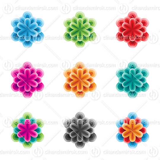 Bright Colorful Flowers with 3 Layers Vector Illustration