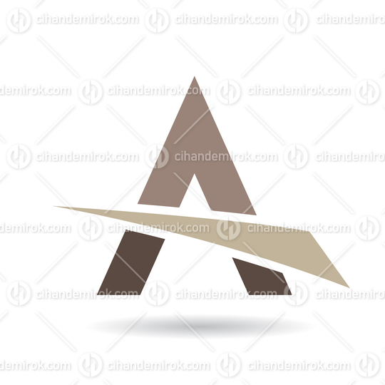 Brown Abstract Icon of Letter A with a Cutting Triangle