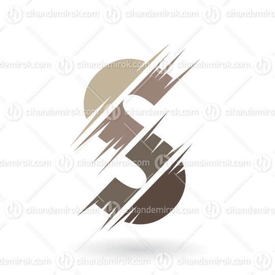 Brown Abstract Letter S Icon with Swooshed Stripes