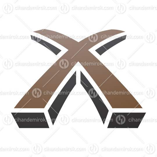 Brown and Black 3d Shaped Letter X Icon