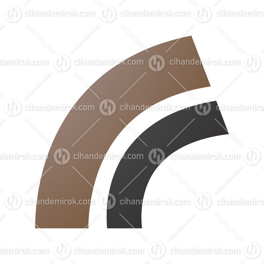 Brown and Black Arc Shaped Letter R Icon