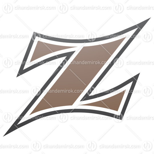 Brown and Black Arc Shaped Letter Z Icon