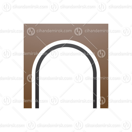 Brown and Black Arch Shaped Letter N Icon