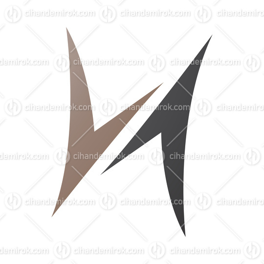 Brown and Black Arrow Shaped Letter H Icon