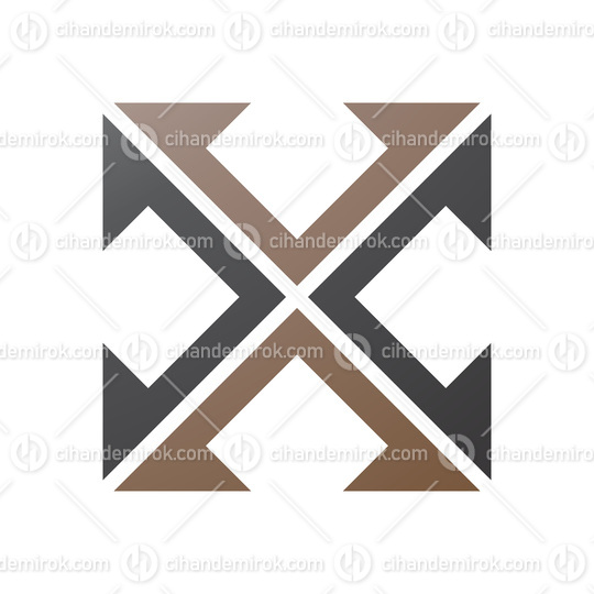 Brown and Black Arrow Square Shaped Letter X Icon