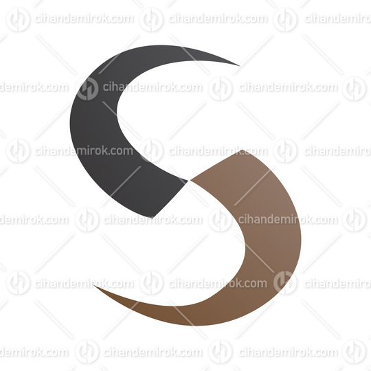 Brown and Black Blade Shaped Letter S Icon