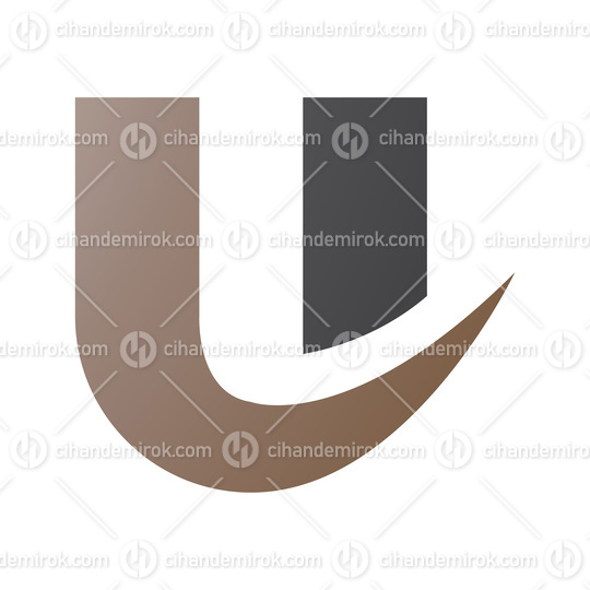 Brown and Black Bold Curvy Shaped Letter U Icon