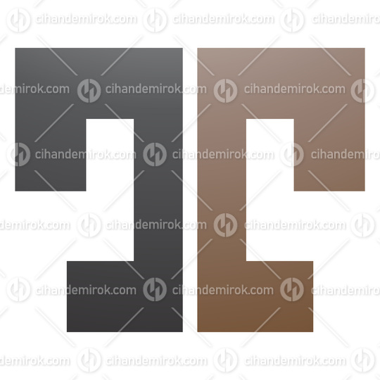 Brown and Black Bold Split Shaped Letter T Icon