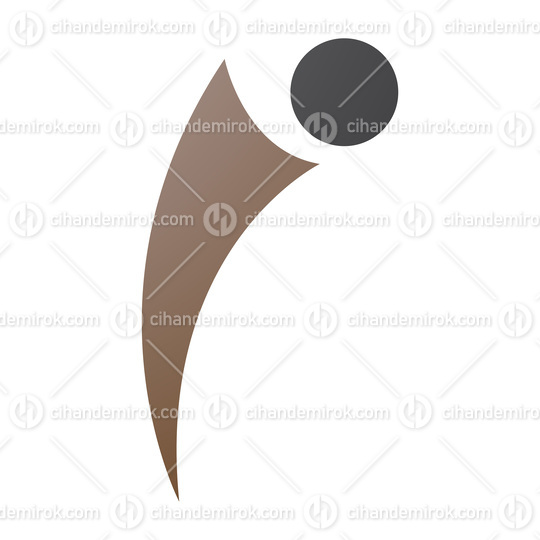 Brown and Black Bowing Person Shaped Letter I Icon