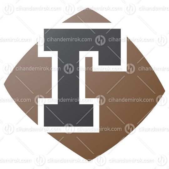 Brown and Black Bulged Square Shaped Letter R Icon