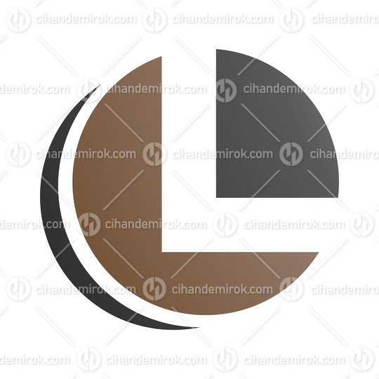 Brown and Black Circle Shaped Letter L Icon