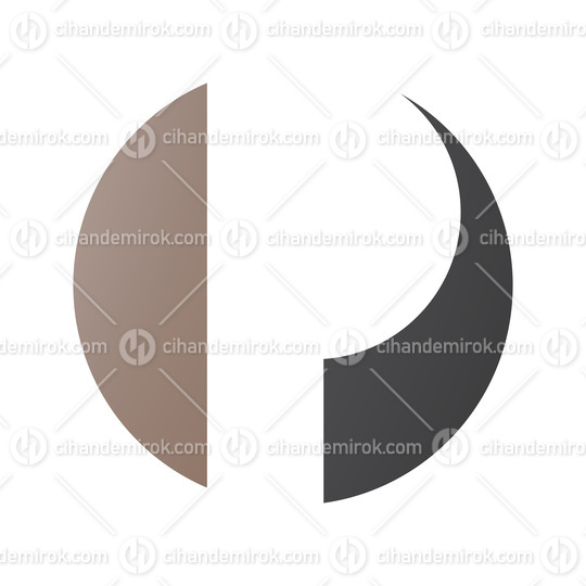 Brown and Black Circle Shaped Letter P Icon