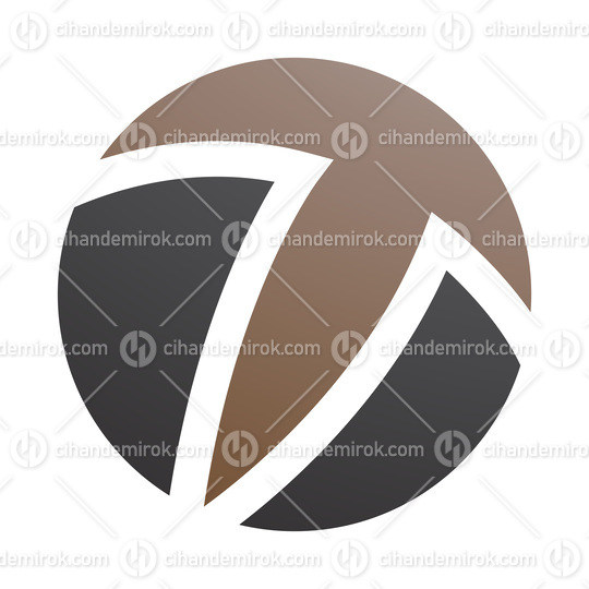 Brown and Black Circle Shaped Letter T Icon
