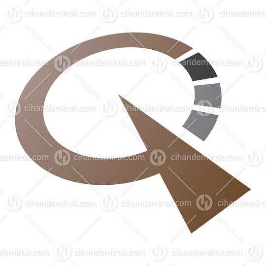 Brown and Black Clock Shaped Letter Q Icon