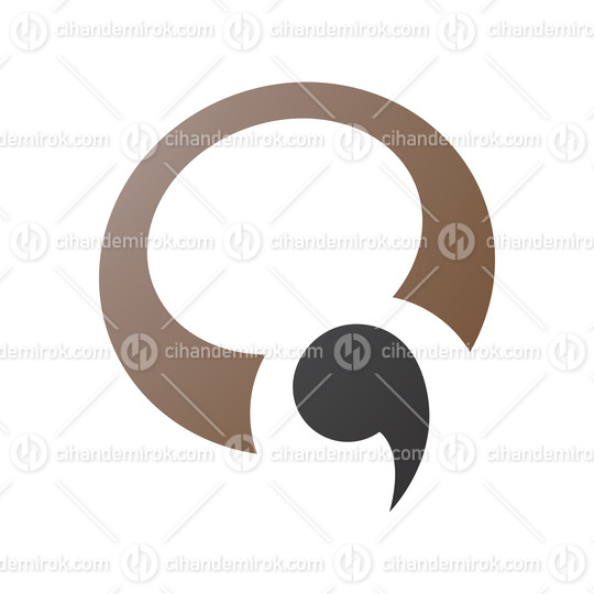 Brown and Black Comma Shaped Letter Q Icon