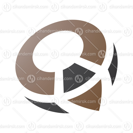 Brown and Black Compass Shaped Letter Q Icon