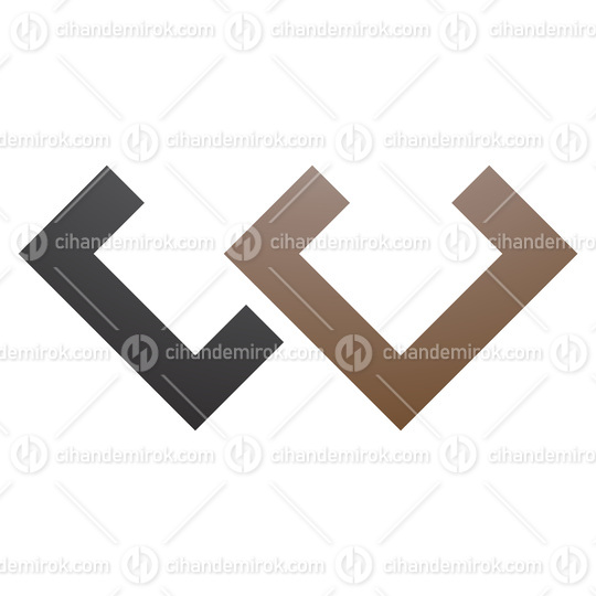 Brown and Black Cornered Shaped Letter W Icon