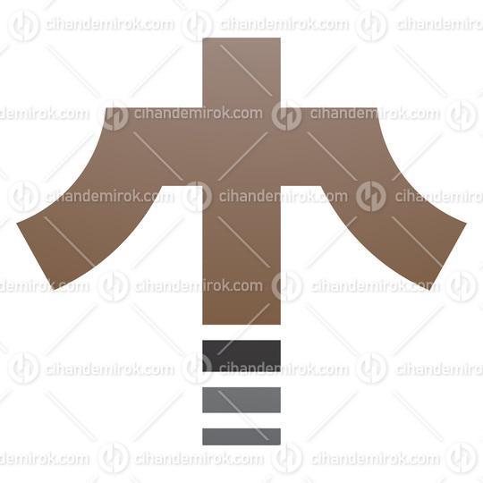 Brown and Black Cross Shaped Letter T Icon