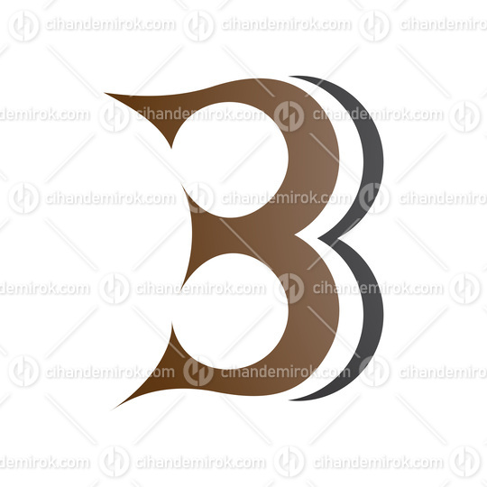 Brown and Black Curvy Letter B Icon Resembling Number 3