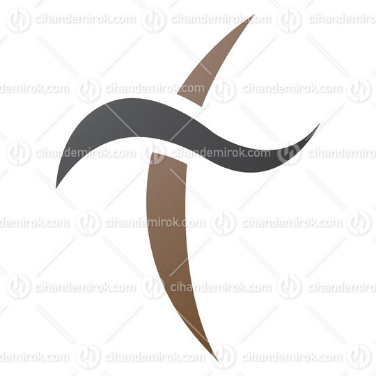 Brown and Black Curvy Sword Shaped Letter T Icon