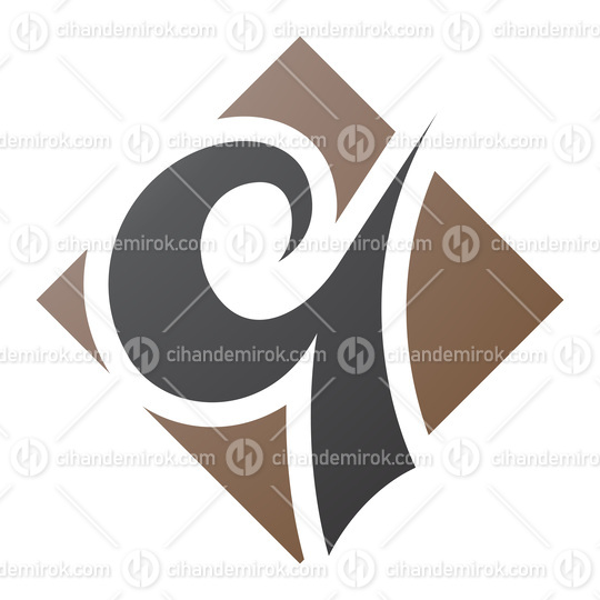 Brown and Black Diamond Shaped Letter Q Icon