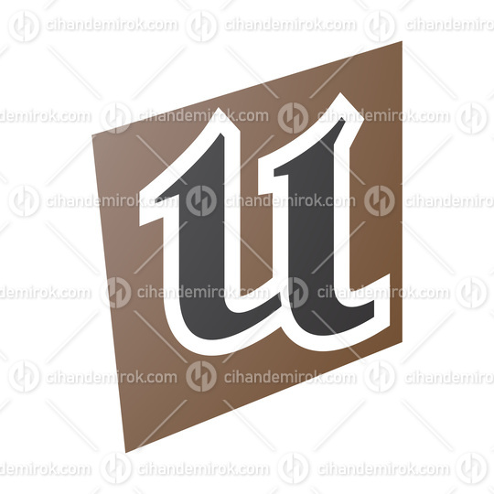Brown and Black Distorted Square Shaped Letter U Icon