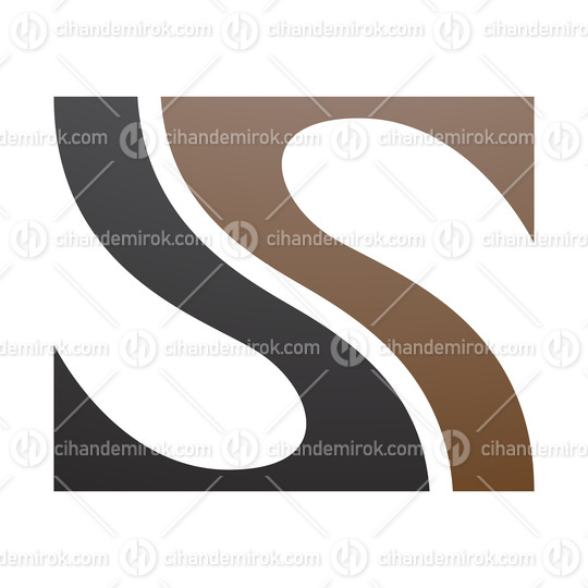 Brown and Black Fish Fin Shaped Letter S Icon