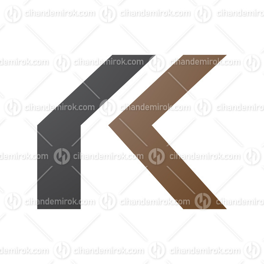 Brown and Black Folded Letter K Icon