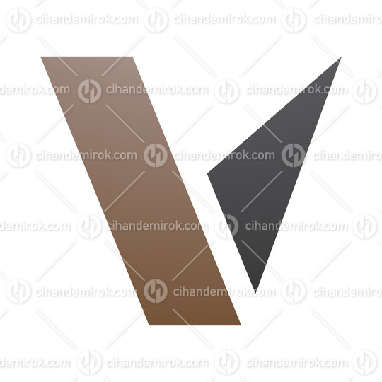 Brown and Black Geometrical Shaped Letter V Icon