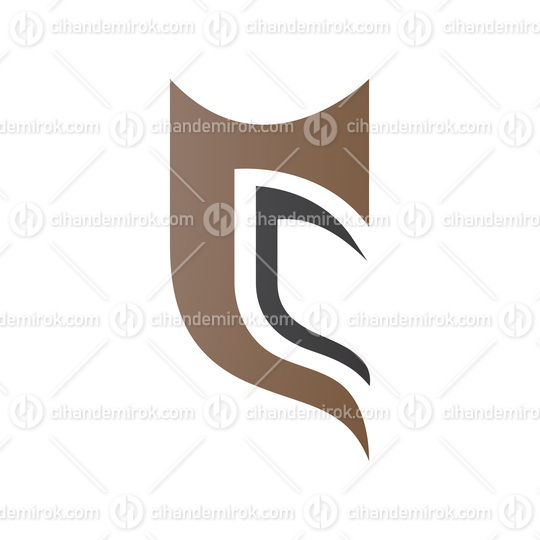 Brown and Black Half Shield Shaped Letter C Icon